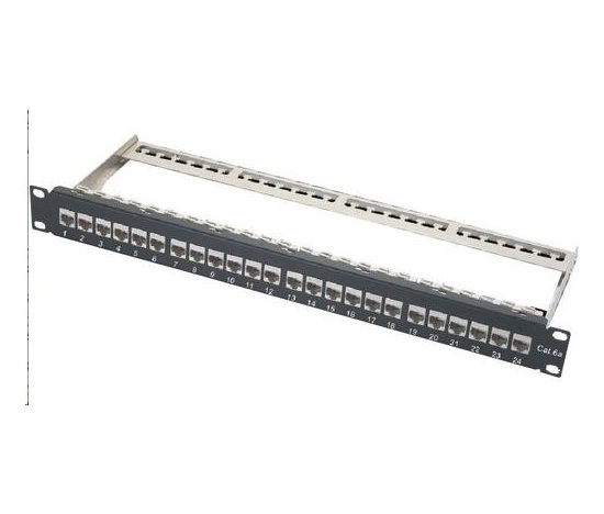 XtendLan Patch panel, 19'', 24 portů, vyjmutelné keystone, Cat6a, stíněný