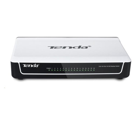 Tenda S16 16-Port Fast Ethernet Switch, 10/100 Mb/s, Desktop