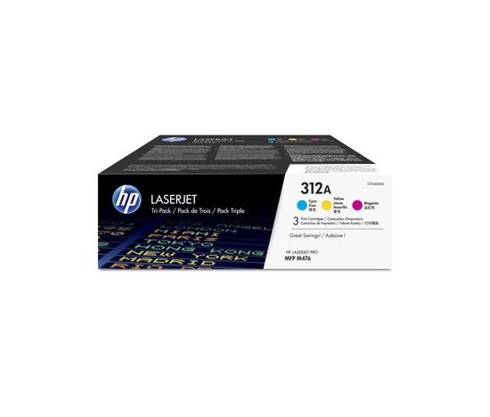 HP 312A 3-pack CYM LJ Toner Cart, CF440AM (2,700 / 2,700 / 2,700 pages)
