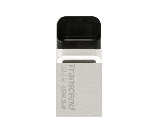 TRANSCEND Flash Disk 32GB JetFlash®880S, USB 3.0/micro USB (R:90/W:20 MB/s) stříbrná