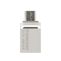 TRANSCEND Flash Disk 32GB JetFlash®880S, USB 3.0/micro USB (R:90/W:20 MB/s) stříbrná