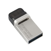 TRANSCEND Flash Disk 32GB JetFlash®880S, USB 3.0/micro USB (R:90/W:20 MB/s) stříbrná