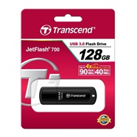 TRANSCEND Flash Disk 128GB JetFlash®700, USB 3.0 (R:90/W:40 MB/s) černá