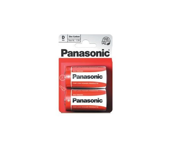 PANASONIC Zinkouhlíkové baterie Red Zinc R20RZ/2BP EU D 1,5V (Blistr 2ks)