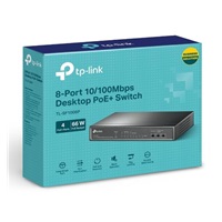 TP-Link switch TL-SF1008P (8x100Mb/s, 4xPoE+, 66W, fanless)