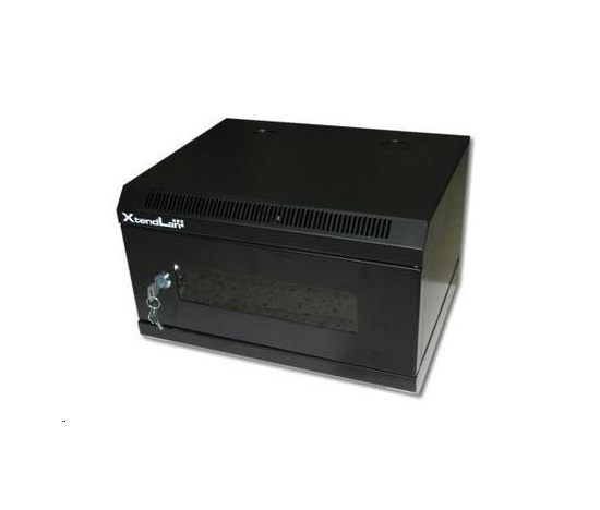 XtendLan 10" nástěnný rozvaděč 4U 350x280, nosnost 50 kg, dveře z plexiskla, svařovaný, černý