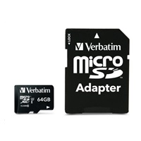 VERBATIM MicroSDXC karta 64GB Pro, U3 + adaptér