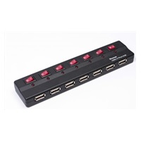 PREMIUMCORD USB 2.0 hub 7 portů s externím napájením a vypínači
