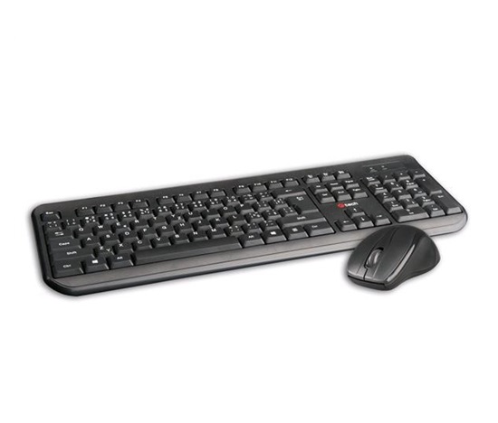 C-TECH klávesnice s myší WLKMC-01, USB, černá, wireless, CZ+SK