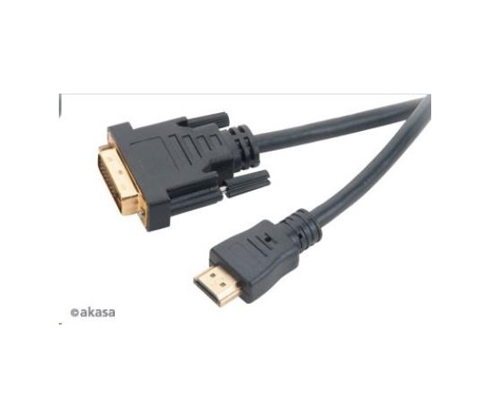 AKASA kabel  DVI-D na HDMI, pozlacené konektory, 2m