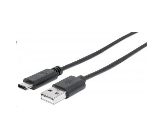 MANHATTAN Kabel USB 2.0 C, C Male / A Male, 1m, černý