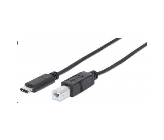 MANHATTAN Kabel USB 2.0 B - USB 3.1 C, (M/M), černý
