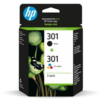 HP 301 Ink Cartridge Combo 2-Pack, N9J72AE (190 / 165 pages)