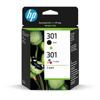 HP 301 Ink Cartridge Combo 2-Pack, N9J72AE (190 / 165 pages)