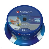 VERBATIM BD-R SL Datalife HTL (25-pack)Blu-Ray/Spindle/6x/25GB Wide Printable