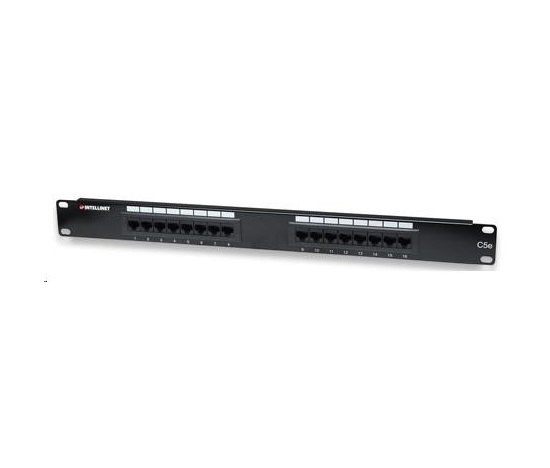 Intellinet Patch Panel, 19", Cat5e, 16-Port, UTP, 1U, Black