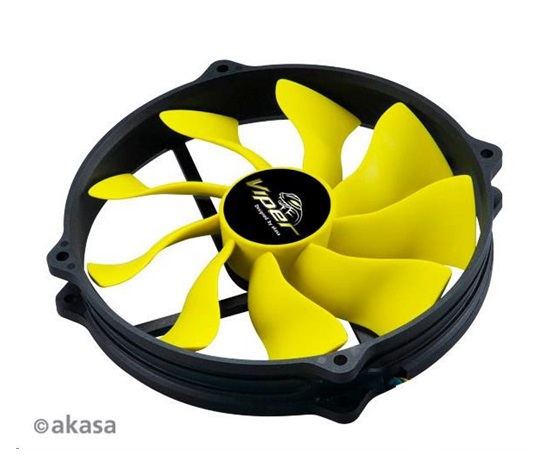 AKASA ventilátor Viper, 140 x 25mm, PWM regulace, extra výkonný a tichý, kulaté provedení, HDB ložisko