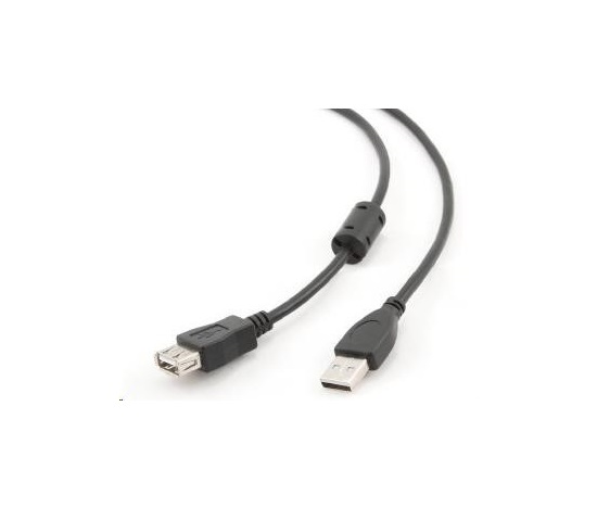 GEMBIRD Kabel USB 2.0 A-A prodlužovací 4,5m (černý, HQ s ferritovým jádrem)