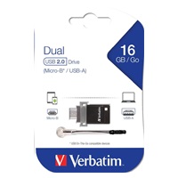VERBATIM Dual USB Drive 16 GB - OTG/USB 2.0 for Smarphones & Tablets