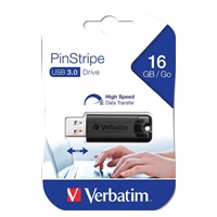 VERBATIM Flash Disk PinStripe USB 3.0, 16GB - černá