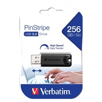 VERBATIM Flash Disk 256GB PinStripe USB 3.0, černá