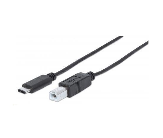 MANHATTAN kabel USB 2.0 C, C Male / B Male, 1m (3 ft.), Black