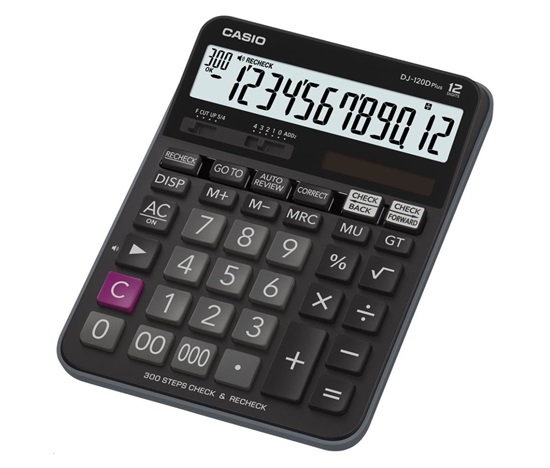 CASIO kalkulačka DJ 120 D Plus, černá, stolní, dvanáctimístná