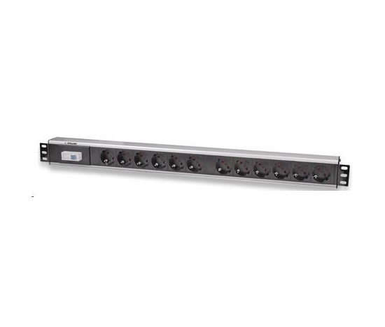 Intellinet Vertical Rackmount 12-Way Power Strip - German Type, rozvodný panel, 12x DE zásuvka, 1.6m kabel