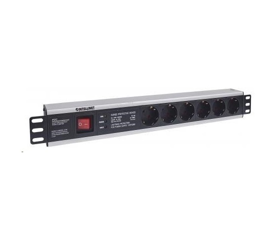 Intellinet 19" 1.5U Rackmount 6-Way Power Strip - German Type, rozvodný panel, 6x DE zásuvka, 3m kabel,přepěťová ochrana