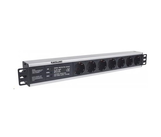 Intellinet 19" 1.5U Rackmount 7-Way Power Strip - German Type, rozvodný panel, 7x DE zásuvka, 3m kabel,přepěťová ochrana