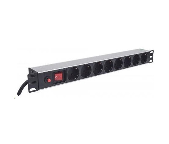 Intellinet 19" 1U Rackmount 8-Way Power Strip - German Type, rozvodný panel, 8x DE zásuvka, 3m kabel