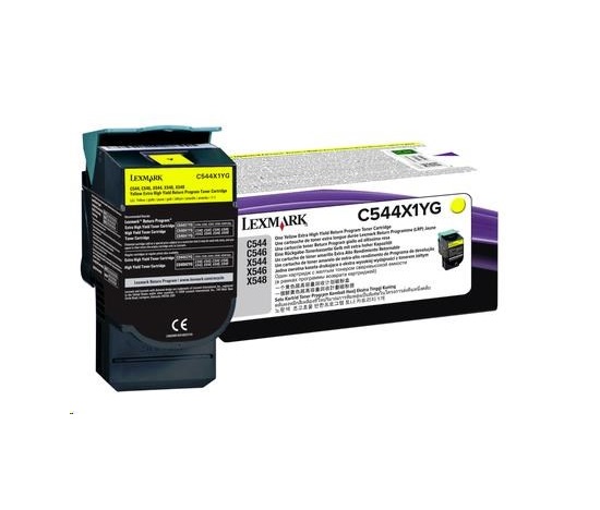 LEXMARK C544, X544 Yellow Extra High Yield Return Programme Toner Cartridge (4K)