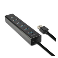 AXAGON HUE-SA7BP, 7x USB 3.0 ALU CHARGING hub, w komplecie zasilacz sieciowy, kabel USB-A 40cm