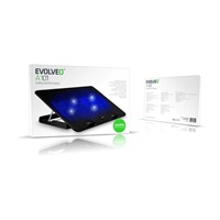 EVOLVEO Chladící podložka pro NTB A101, až 17", 2x 120mm Ventilátor, Modré podsvícení, černá