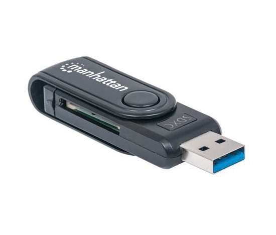MANHATTAN Čtečka paměťových karet Mini, 24 v 1, USB 3.0, černá, externí