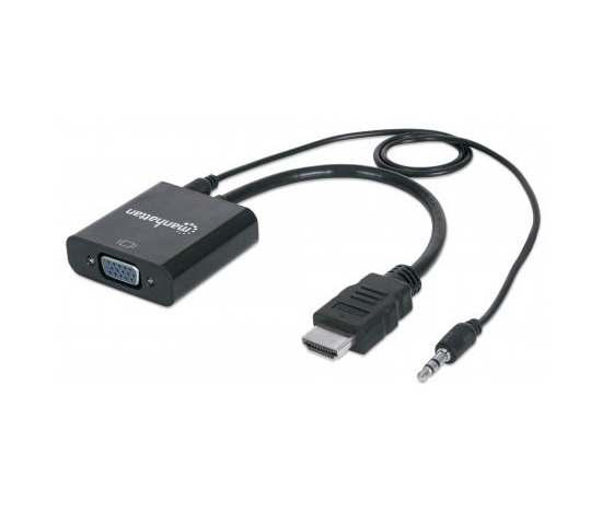 MANHATTAN převodník z HDMI na VGA + audio (HDMI Male to VGA Female, with audio, Polybag)