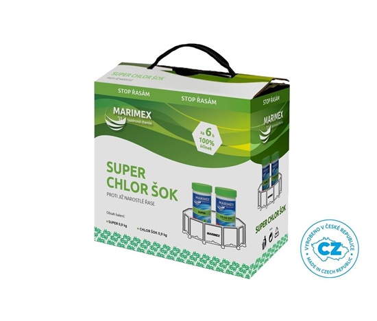 Marimex Super Chlor Šok 2x 0,9 kg - bazénová chemie - ŘASY