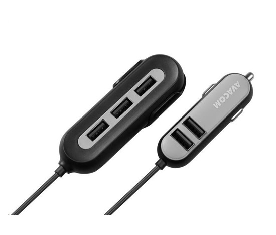AVACOM CarHUB ładowarka samochodowa z wyjściem 3+2x USB, kolor czarny