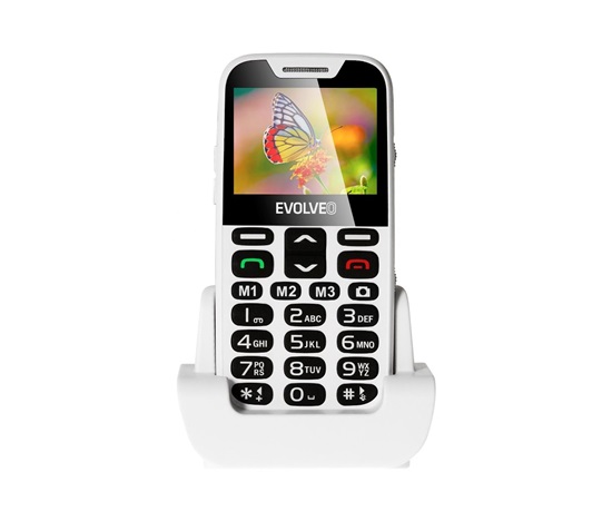 EVOLVEO EasyPhone XD, mobilní telefon pro seniory s nabíjecím stojánkem (bílá barva)