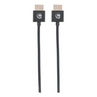 MANHATTAN Ultra-thin High Speed HDMI Cable with Ethernet, HEC, ARC, 3D, 4K, HDMI Male to Male, Shielded, Black, 1m
