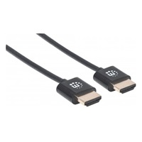 MANHATTAN Ultra-thin High Speed HDMI Cable with Ethernet, HEC, ARC, 3D, 4K, HDMI Male to Male, Shielded, Black, 3m