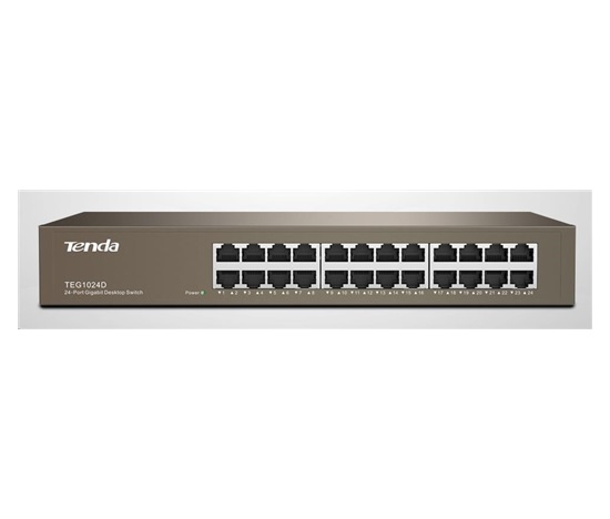 Tenda TEG1024D 24-port Gigabit Ethernet Switch, 10/100/1000 Mbps, fanless, rackmount