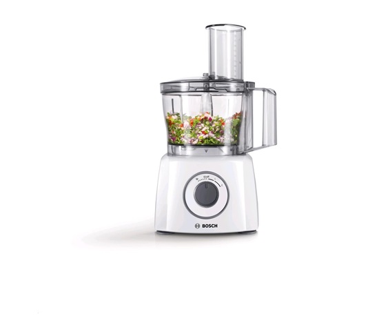 Bosch MCM 3200 W MultiTalent 3 bílá food processor, 800 W, 2.3 l mísa, 30+ funkcí,SmartStorage, nerezové příslušenství