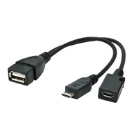 GEMBIRD Kabel USB AF/micro BM + micro BF, OTG + dobíjení, 15cm, pro tablety a smartphone