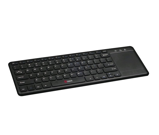 C-TECH klávesnice WLTK-01, bezdrátová s touchpadem, černá, USB