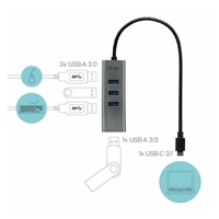i-tec USB-C Metal 4-portový HUB