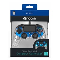 Nacon Wired Compact Controller - ovladač pro PlayStation 4 - průhledný modrý