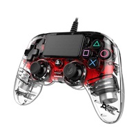 Nacon Wired Compact Controller - ovladač pro PlayStation 4 - průhledný červený