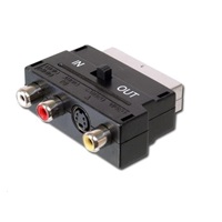 PremiumCord Adapter SCART-3x cinch + S-video s přepínačem IN/OUT