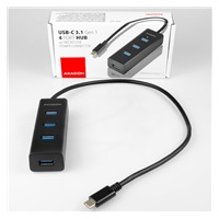 AXAGON HUE-S2C, 4x USB 3.0 CHARGING hub, złącze zasilania micro USB, kabel USB-C 40cm
